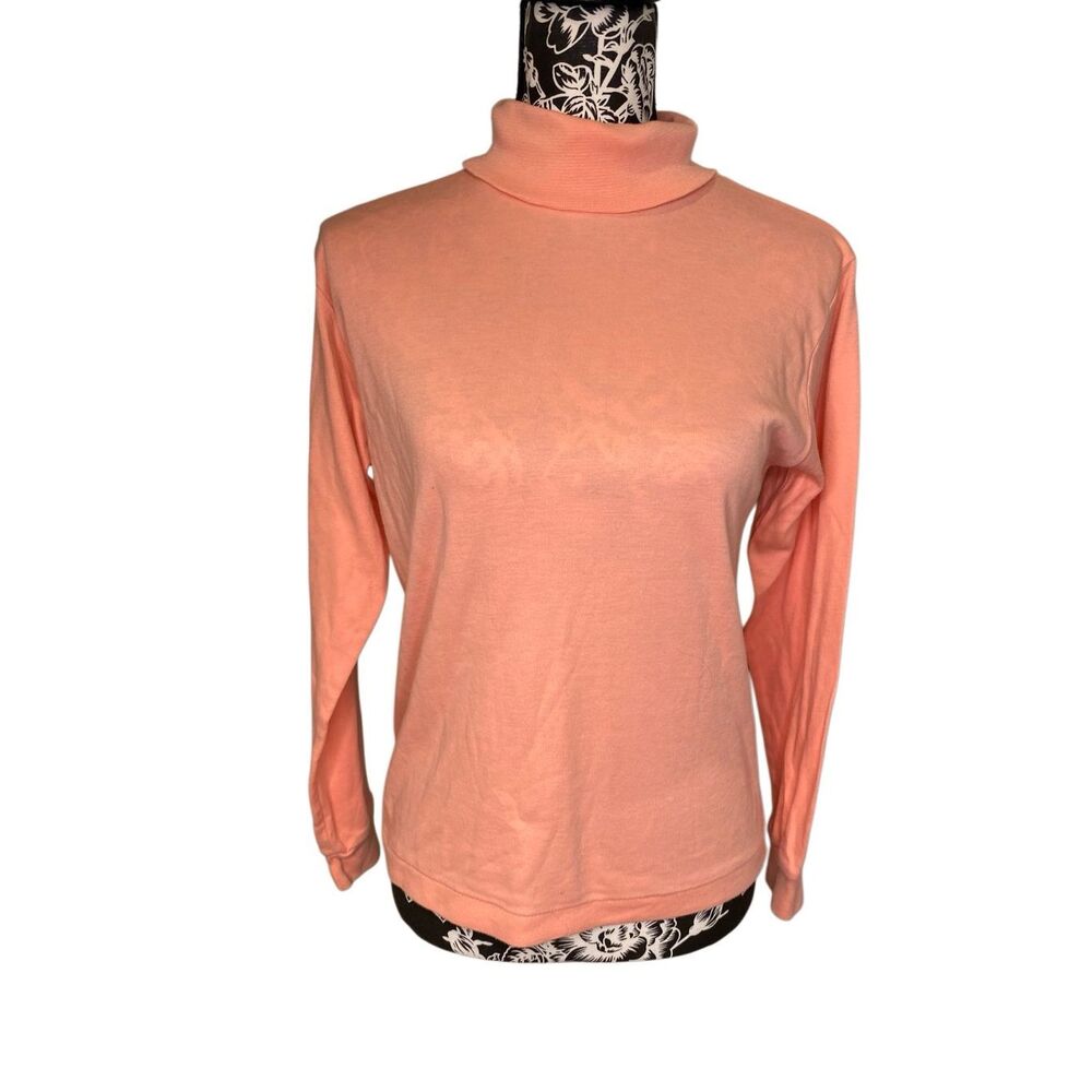 Vintage Peach Turtleneck Long Sleeve Minimalist Soft Girl Basic Top Casual